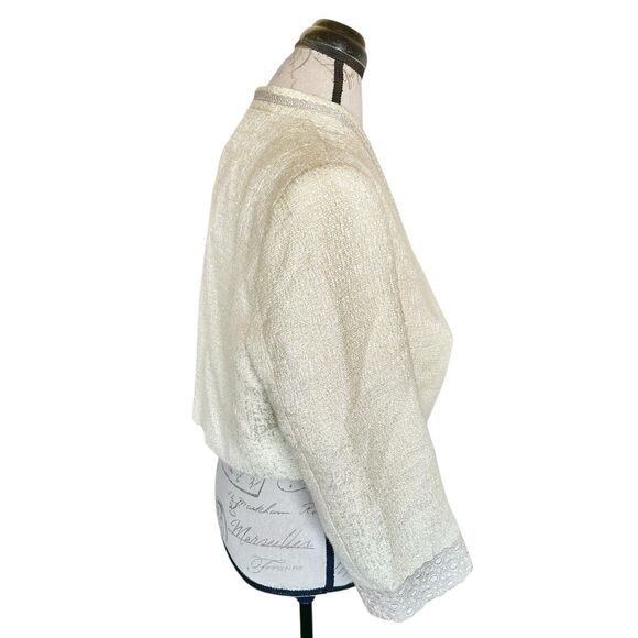 Sonia Pena Tweed Cropped Jacket Sz Large Bolero Mother Of The Bride Formal - Picture 4 of 13